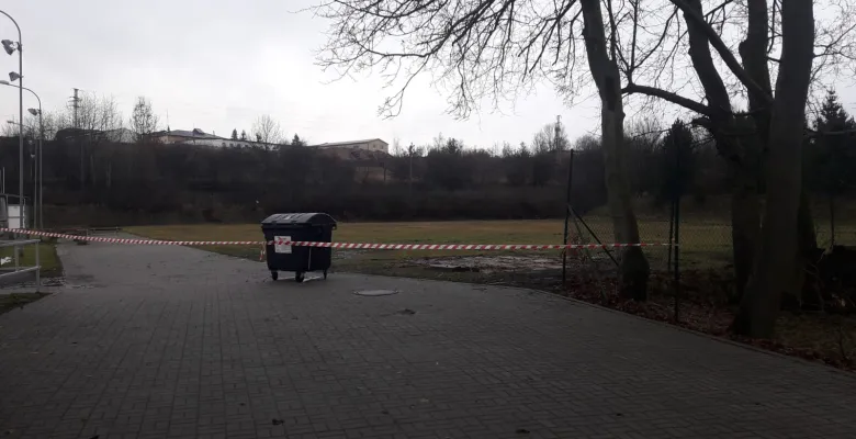 Poškozený strom ve skateparku